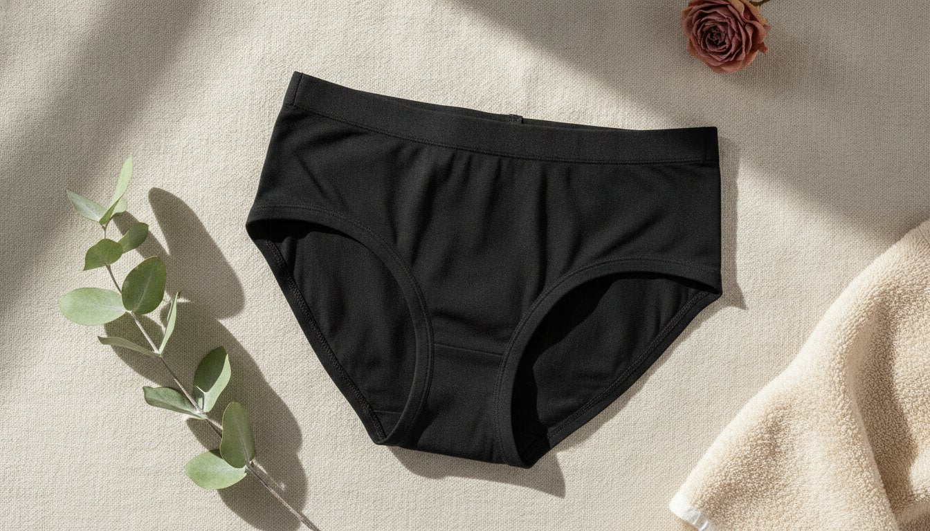 Slip menstrual negru: Eleganta si protectie fara pete la ciclu