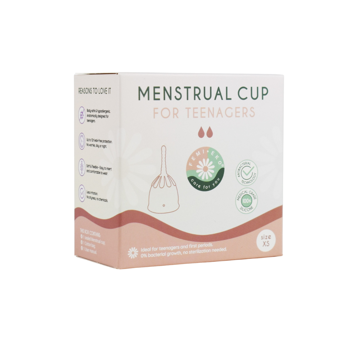 upă menstruală reutilizabilă Femi.Eko® Safe, mărime mică, culoare violet