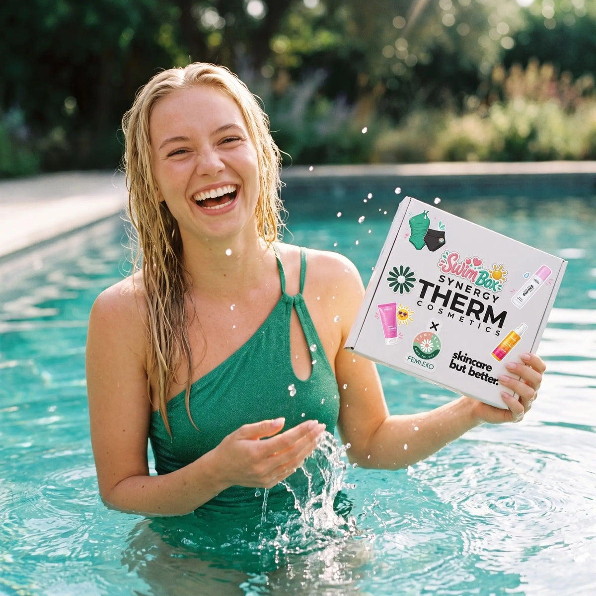 Synergy Therm × Femi.Eko Swim Box Eva | Costum de baie menstrual + Protecție solară femieko.ro