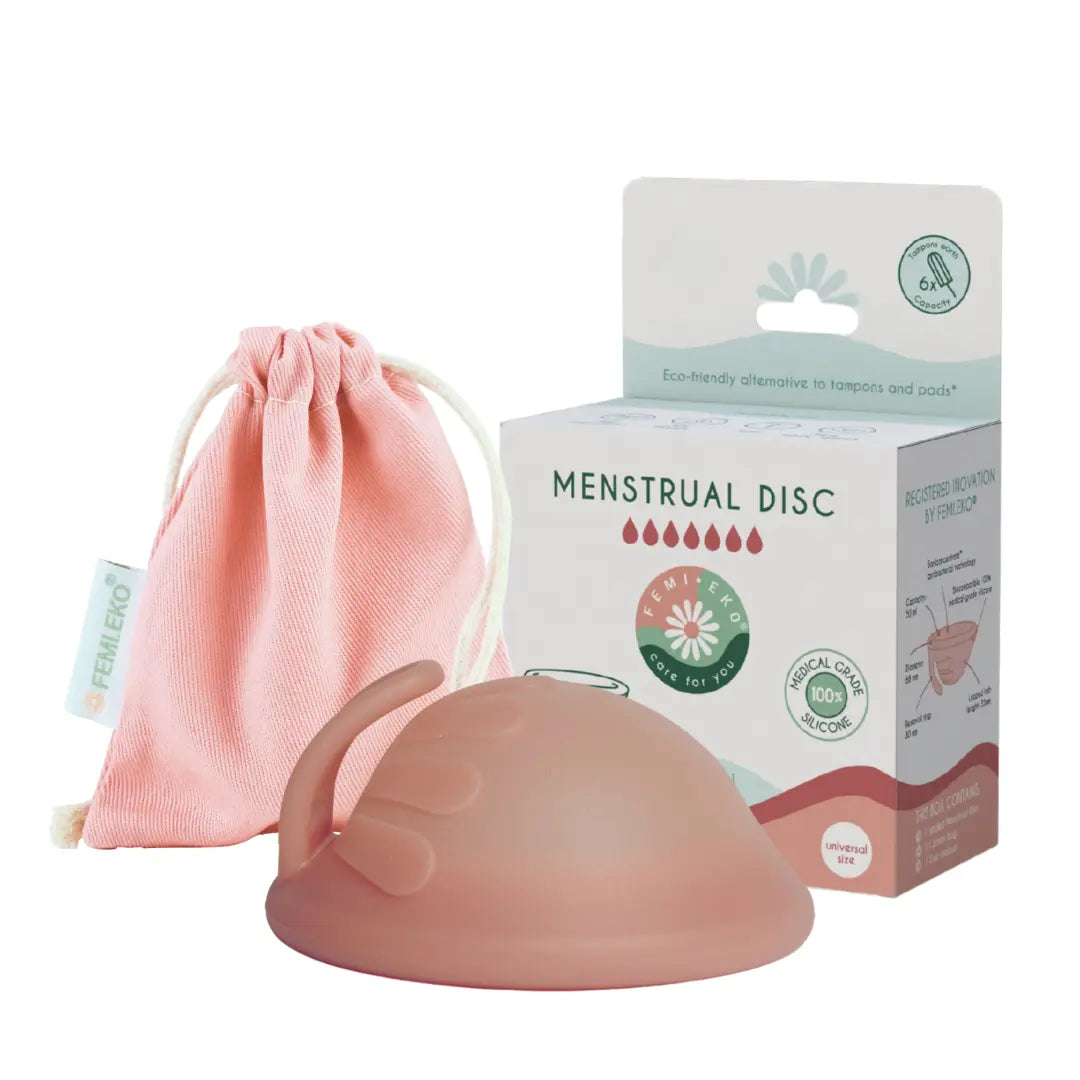 Disc menstrual din silicon medical femieko roz, material moale si flexibil