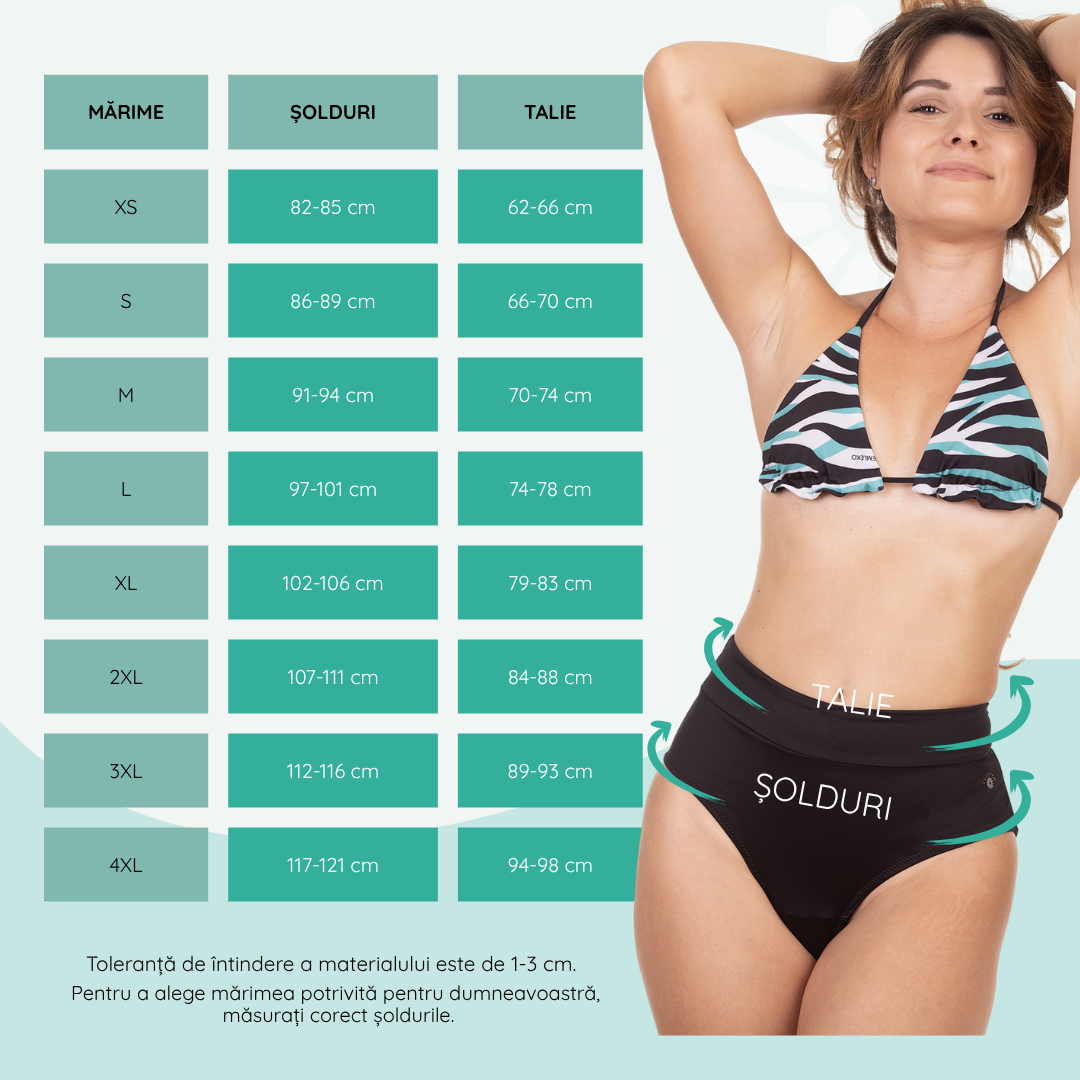 Kaia | Bikini menstruali pentru înot | Negru | UV30+