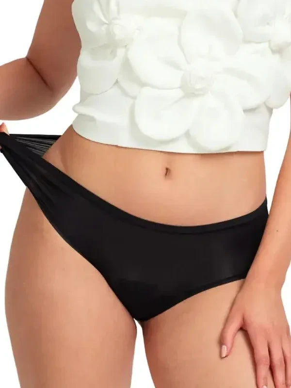 Chiloți menstruali Flexi negri, fotografia reală a produsului.