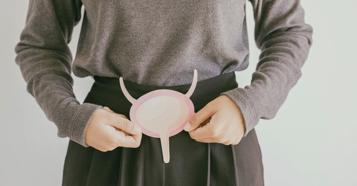 Imagine sugestivă pentru sănătatea vezicii urinare la femei, folosită în campanii despre incontinență și soluții menstruale reutilizabile.