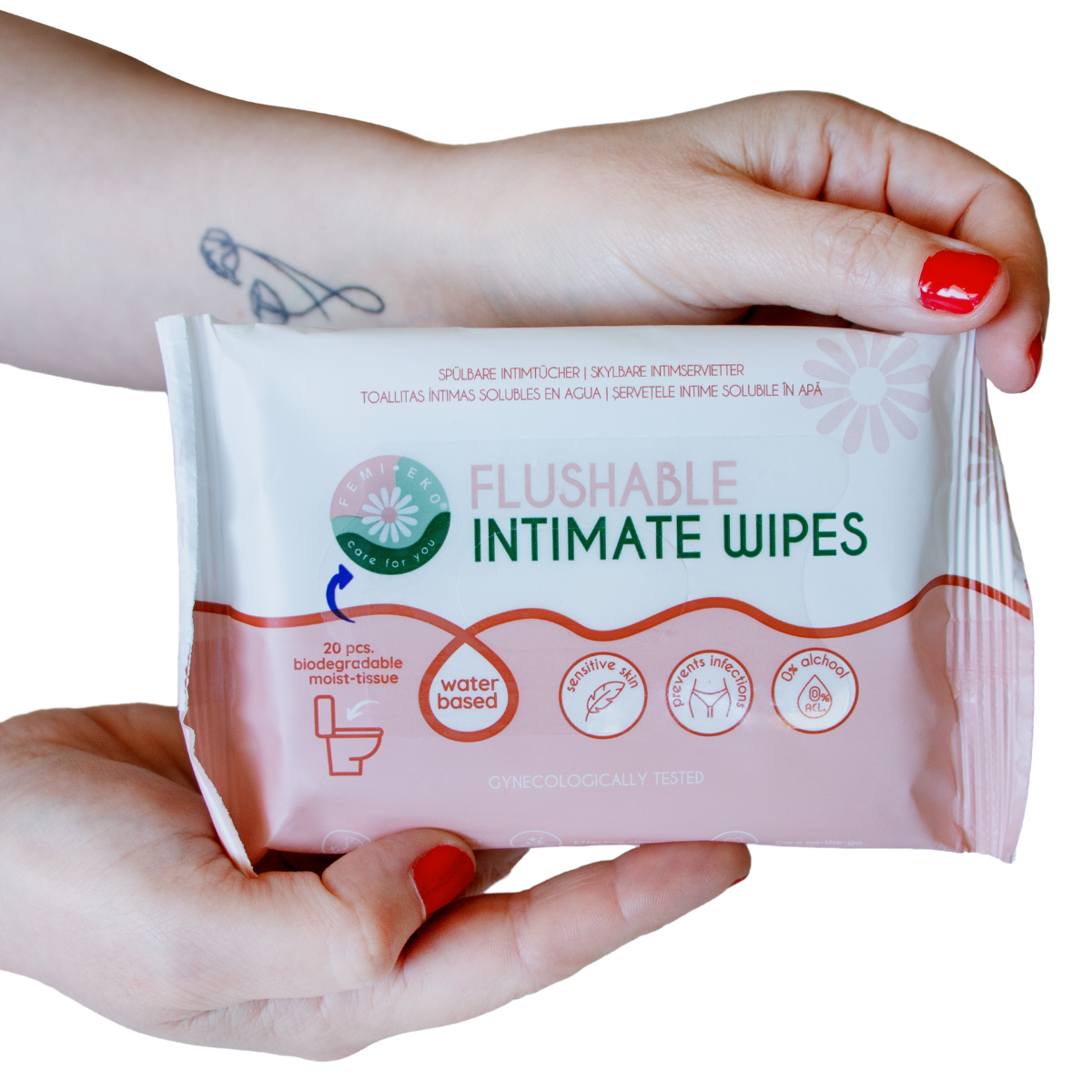 Femi.Eko® Flushable Intimate Wipes – șervețele intime biodegradabile, fără alcool
