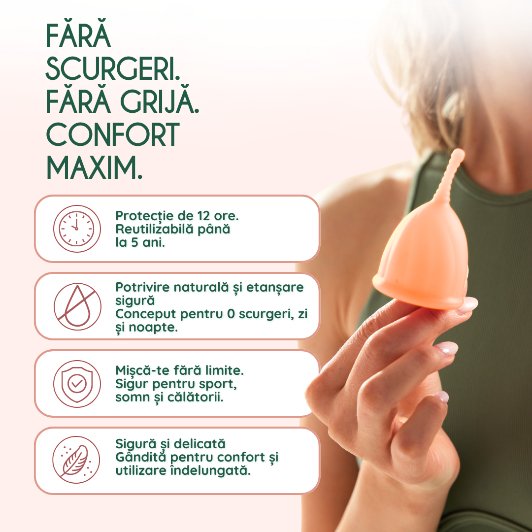 cupa menstruala femieko powder m, protectie menstruala sigura pana la 12 ore