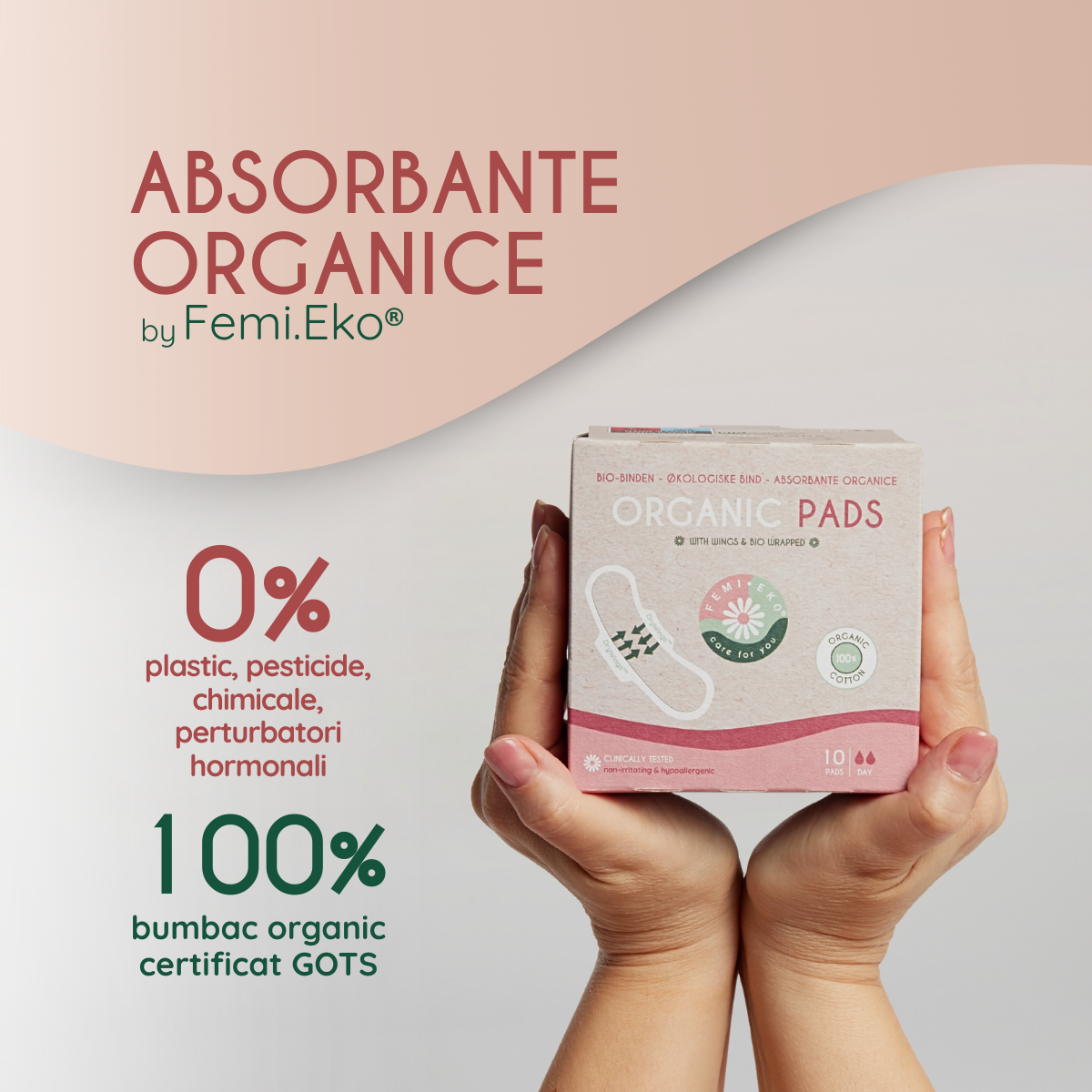 Absorbante cu aripioare din bumbac organic | Ultra Day | 10 buc