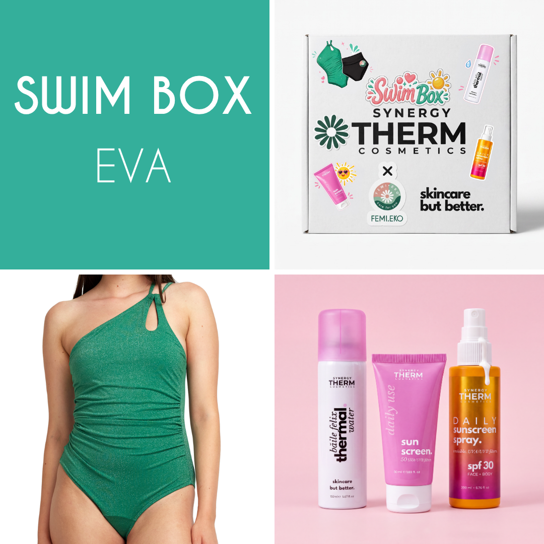 Synergy Therm × Femi.Eko Swim Box Eva | Costum de baie menstrual + Protecție solară femieko.ro