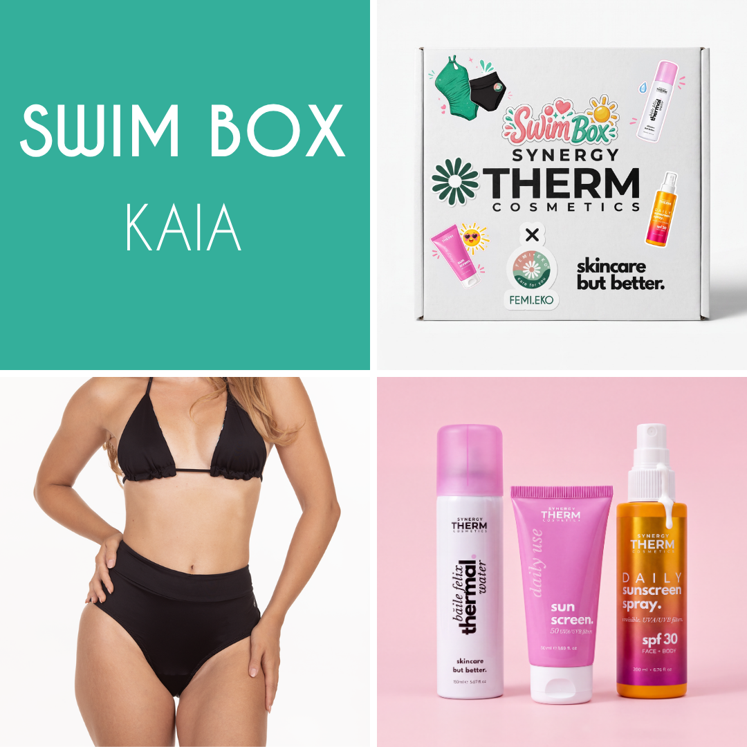 Synergy Therm × Femi.Eko Swim Box Kaia | Slip menstrual de înot + Protecție solară femieko.ro