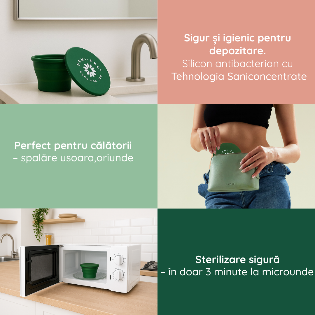 sterilizator femieko cu capac, solutie practica pentru igienizarea produselor intime.