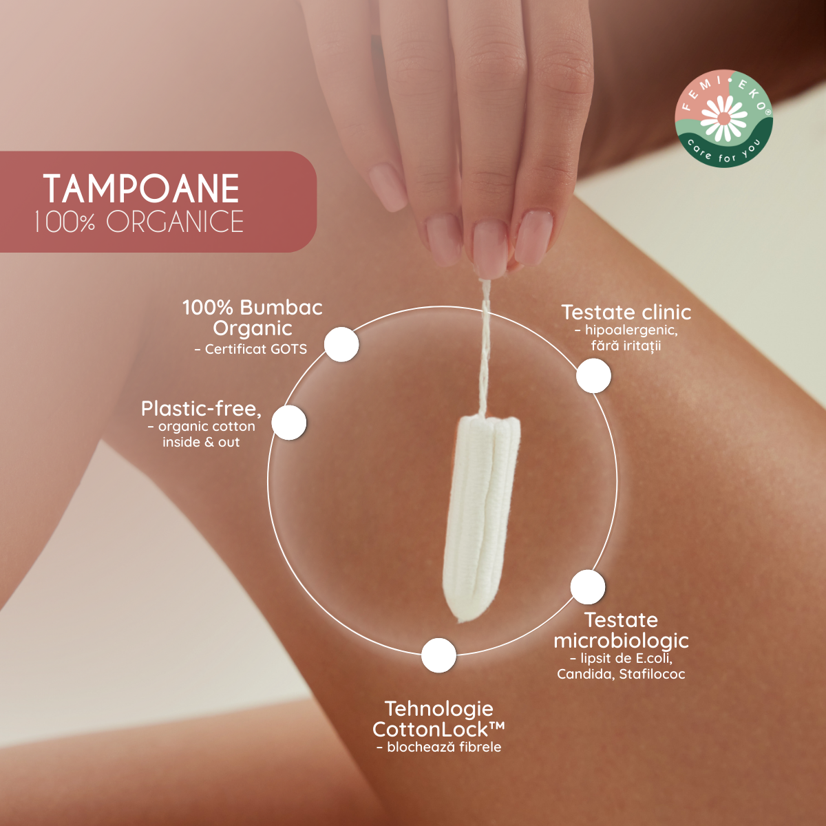 Tampoane din bumbac organic | Super | 16 buc