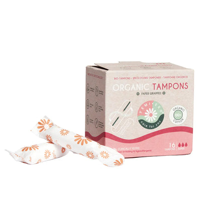 Tampoane din bumbac organic, fara fibre sau plastic, Super, 16 buc