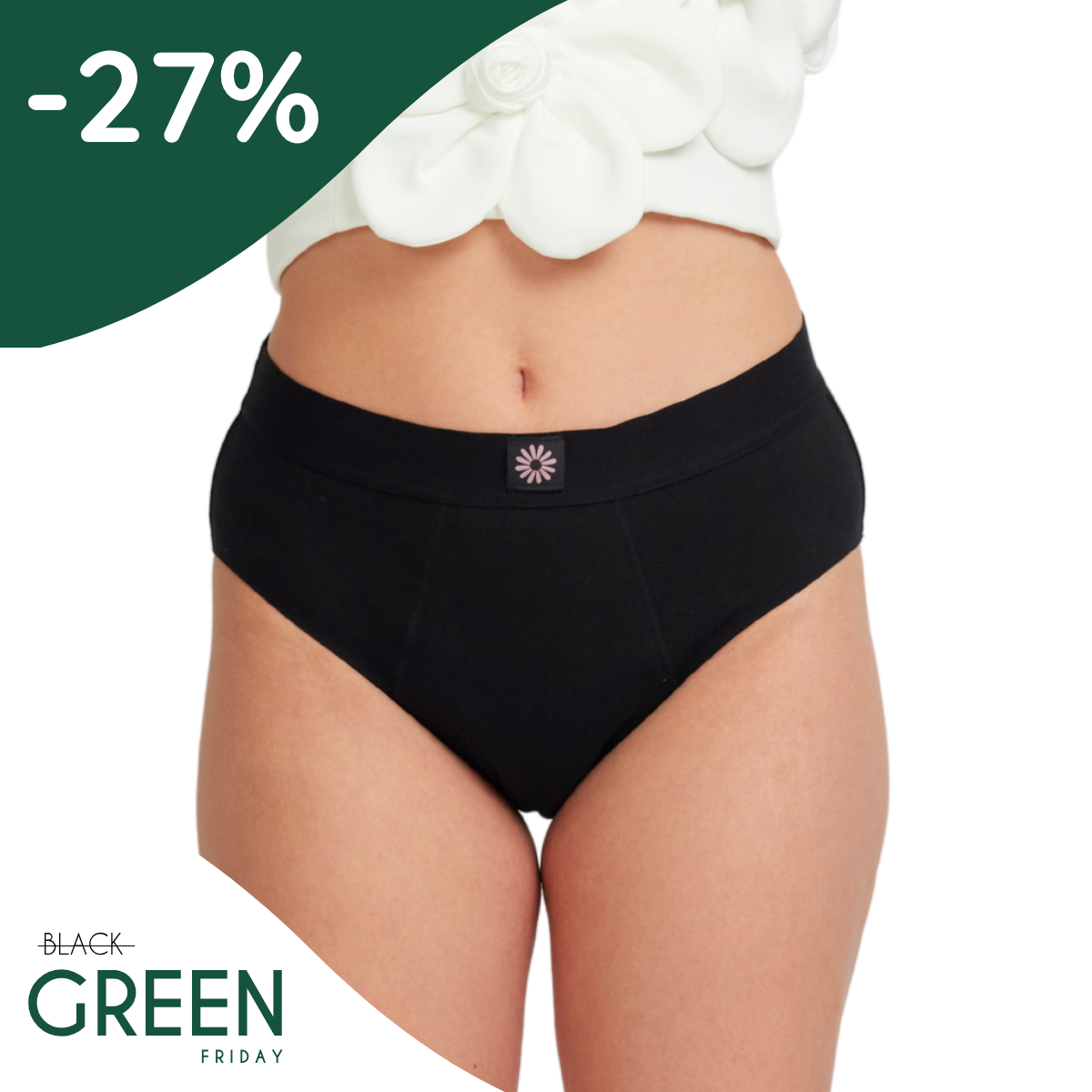 Margaret | Chiloți menstruali | Talie înaltă | Negru