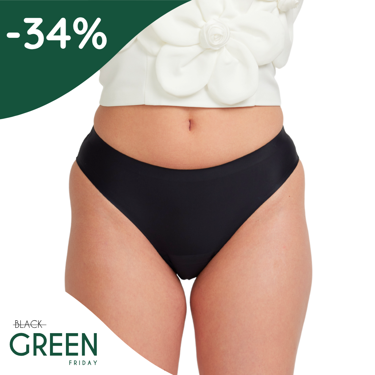 Seamless | Chiloți menstruali | Negru | Moderat zi