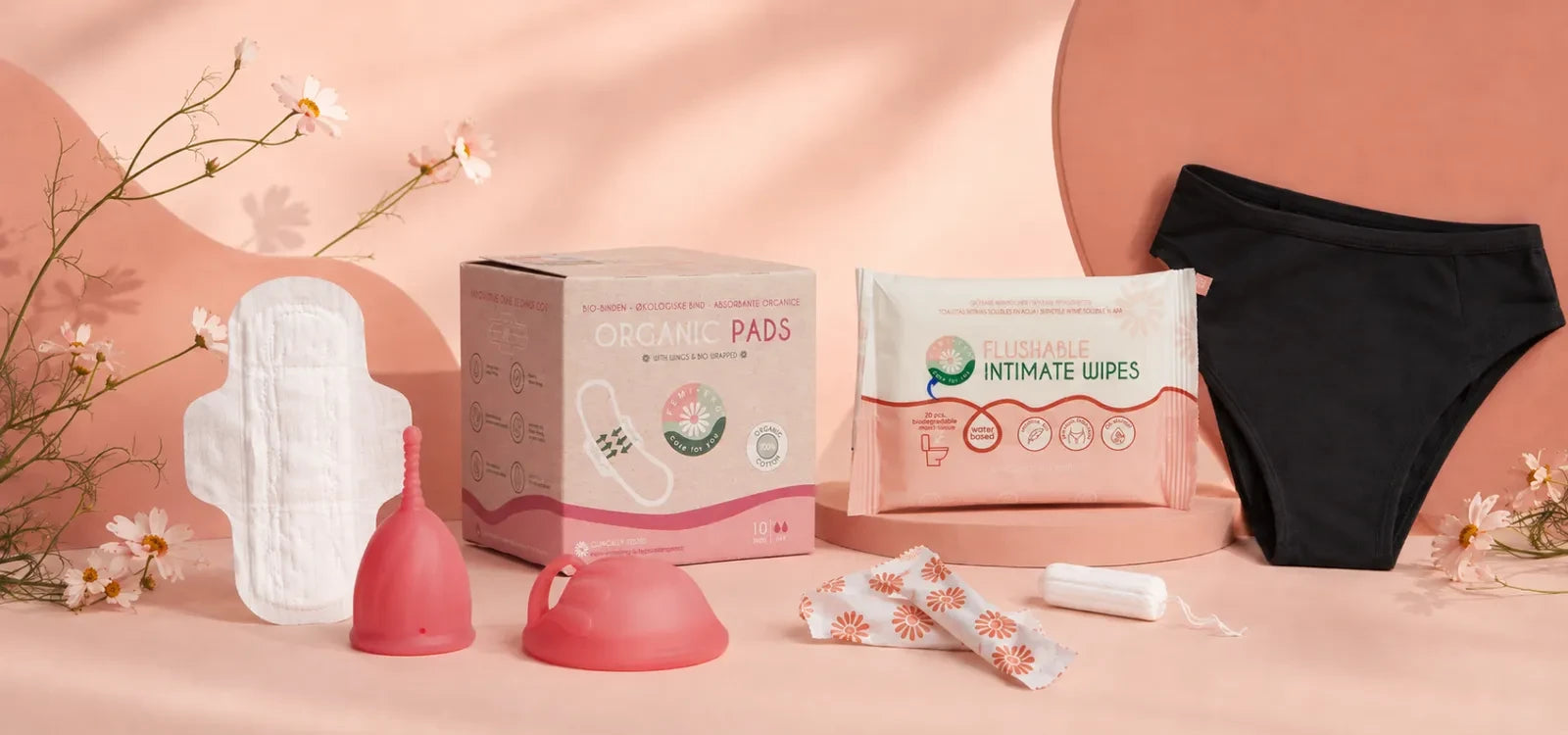 Selecție de produse menstruale FemiEko